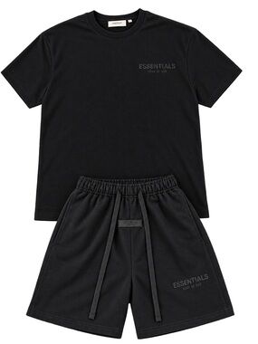 Essentials Black Short Sleeve Tee & Black Shorts Pajama Set